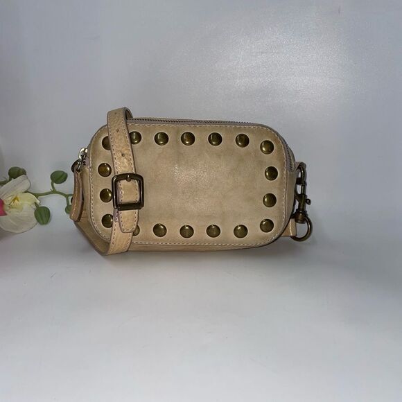 J Crew Leather Studded Crossbody Tan - Picture 1 of 7